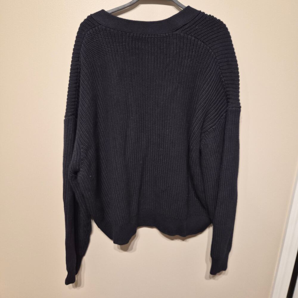Quince Fisherman Boxy Cropped Cardigan XL Black NWT 100% Organic Cotton - Picture 5 of 7